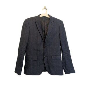 H&M Men's Slim Fit Linen Dark Blue Jacket Blazer Size 38R